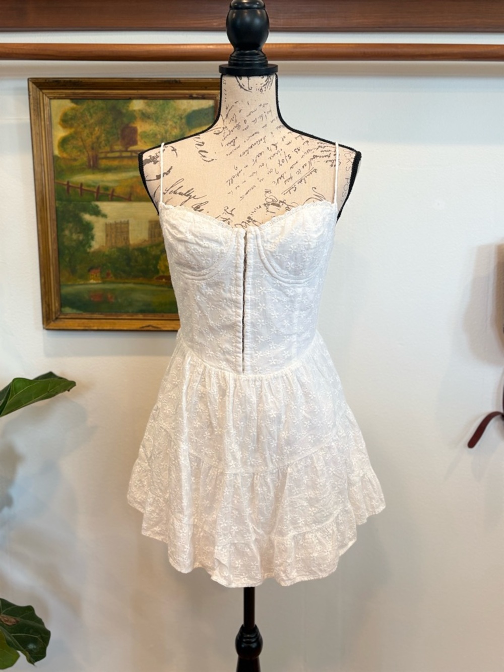 Cotton Candy White Lace Strapless Bustier Mini Dress